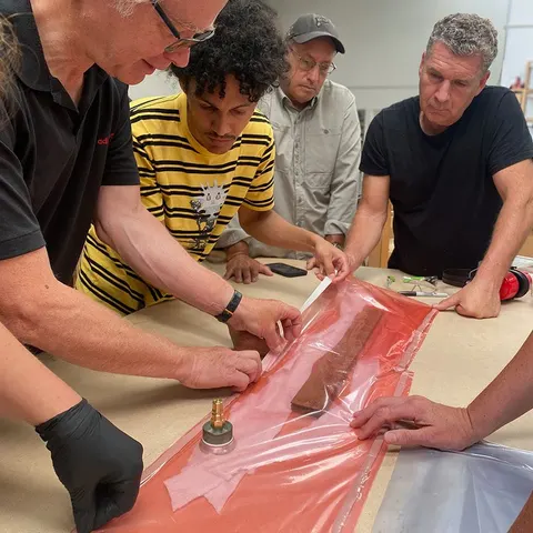 Laminating Weekend Class, photographed by Marc Fish