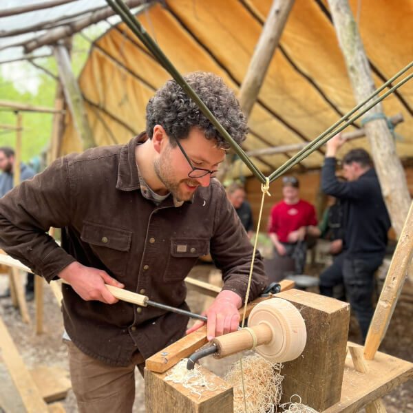 Viking Style Bowl Turning Workshop on Pole Lathe, photographed by Greenwood Days